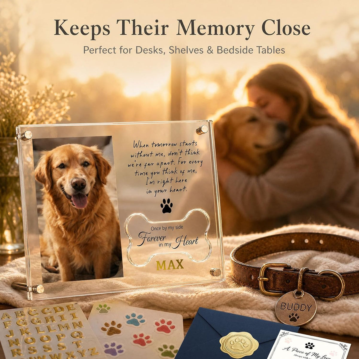 OFlyDesigns Pet Memorial Gifts for Loss of Dog, 4x6 Picture Frame Keepsake