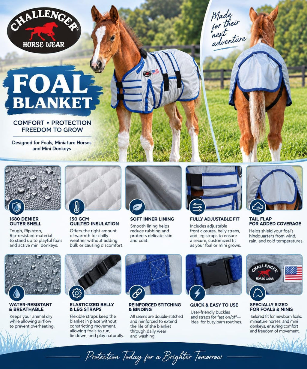 CHALLENGER 1680D Miniature Weanling Donkey Pony Horse Foal Winter Blanket