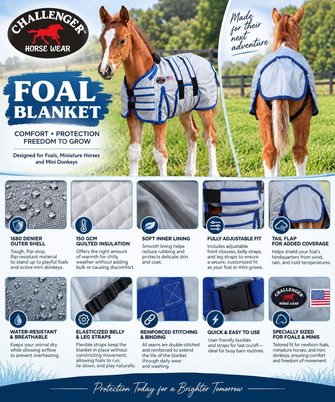 CHALLENGER 1680D Miniature Weanling Donkey Pony Horse Foal Winter Blanket