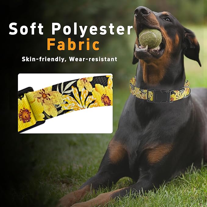 Dog Collar for Boys & Girls, Adjustable Soft Floral Pattern Pet Collar - Image 4