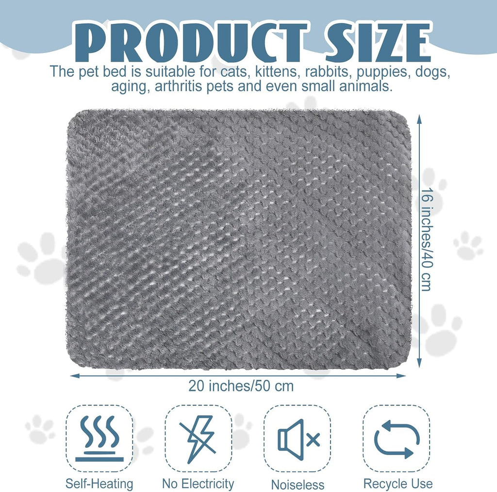 Drydiet 4 Pcs Self Heating Cat Pad Self Warming Cat Bed 16x20 in, Gray