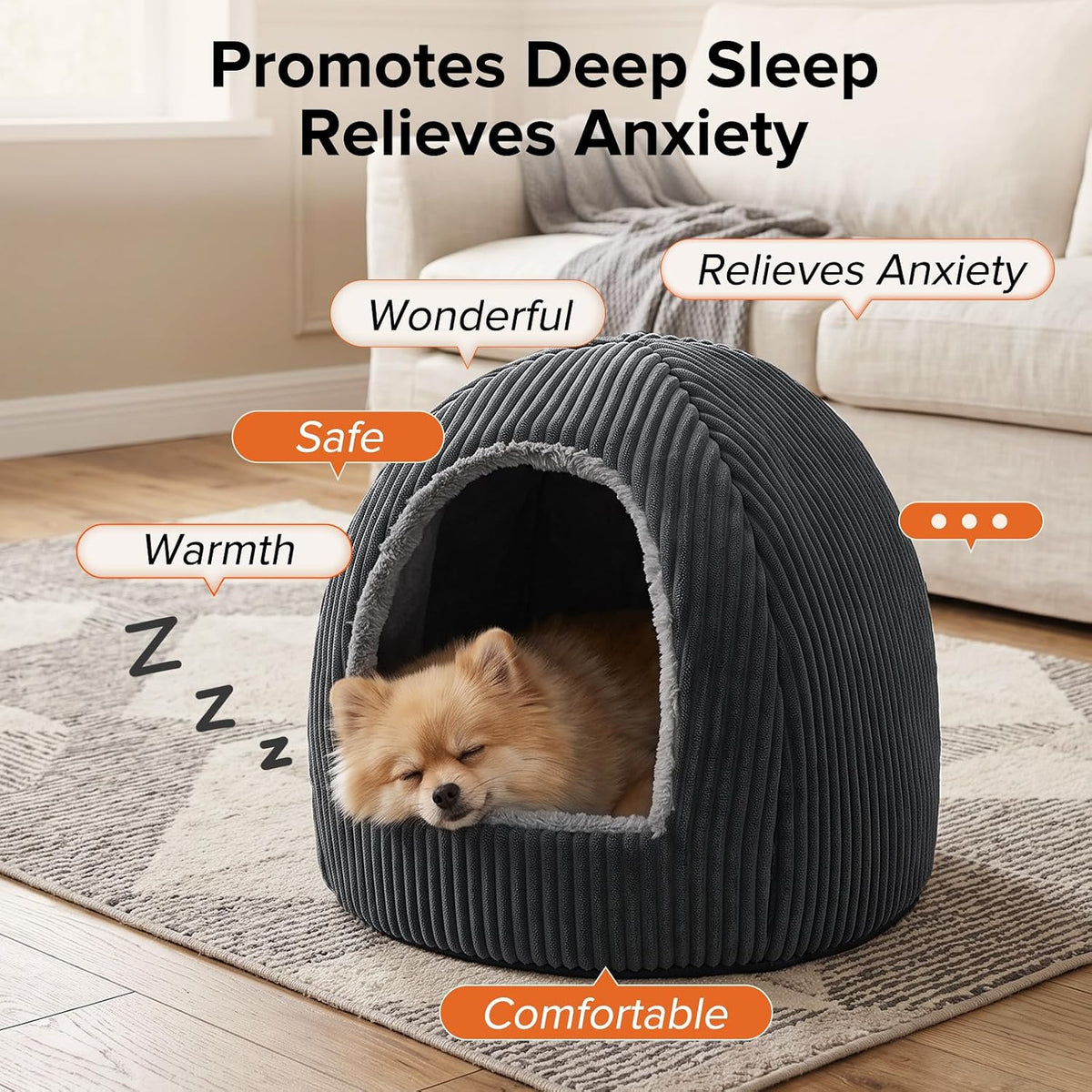 2-in-1 Cat Beds for Indoor Cats Cave Enclosed Bed with Washable Pillow