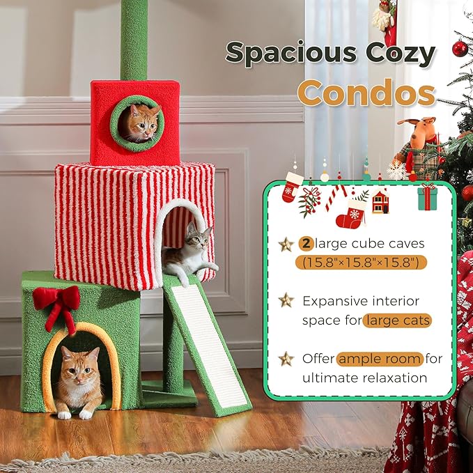 PETEPELA 83-108'' Floor to Ceiling Christmas Cat Tree - Image 5