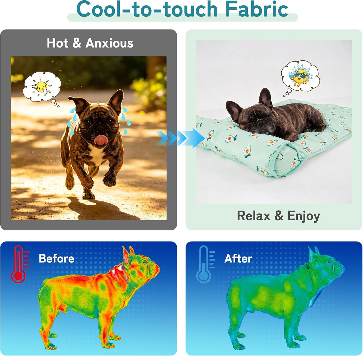 PUMYPOREITY Cooling Dog Bed, Pet Cooling Mat with Pillow, Ice Silk Cooling Dog Blanket, Self Cooling Pad for Cat,Dog, Washable Summer Pet Mat for Kennel, Crates, Sofa, Floor, Green, L