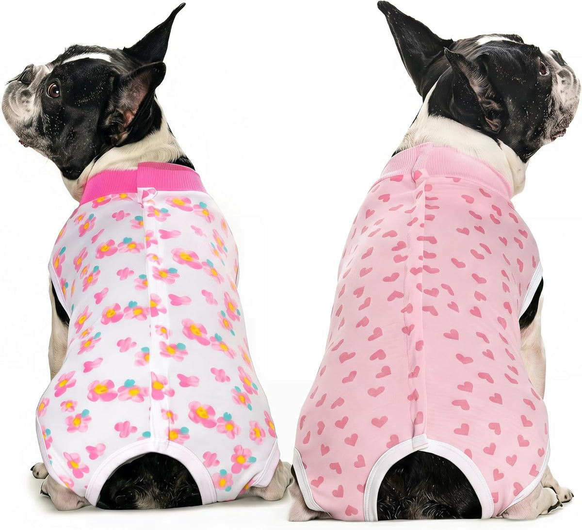 2 Packs Pet Dog Recovery Onesie Suit for Dogs Cats After Surgery,Dog Abdominal Wounds Bandages Cone E-Collar Alternative. (White Flower, S)