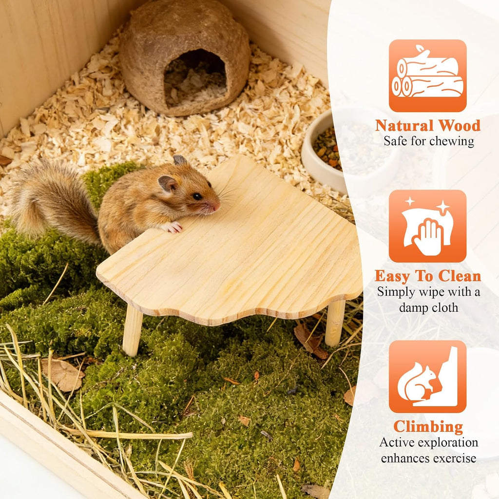 Supkiir 3 Pcs Hamster Play Wooden Platform, Varying Sizes and Shapes Wood Platforms, True Colors Hamster Platform for Syrian Hamsters Gerbils Mice Degus Guinea Pigs and Other Small Pets