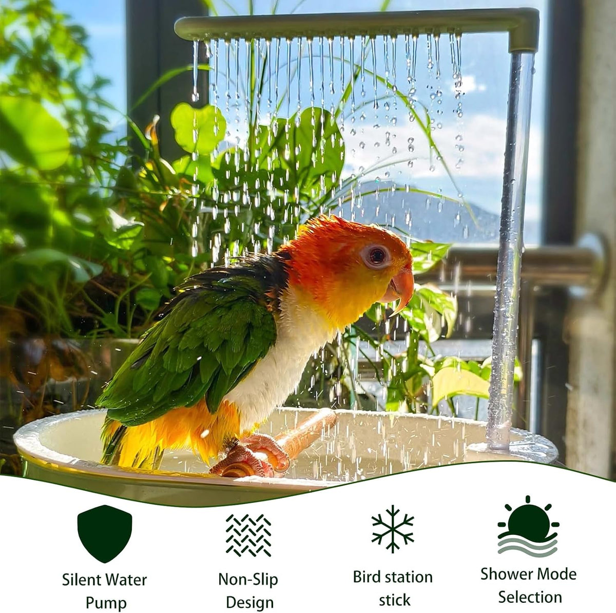 kathson Large Bird Bath Shower,Automatic Parrot Bathtub Fountain