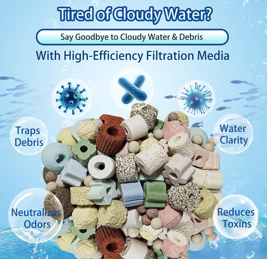 2lb 12-in-1 Bio Filter Media Kit - Bio Balls, Ceramic Rings for Aquarium