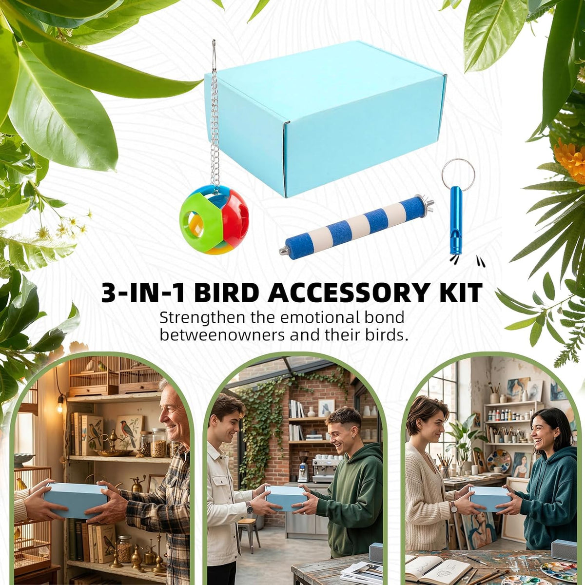 Bird Perch for Cage, 3 Pcs, Parrot Perch for Conure, Cockatiel & Parrot
