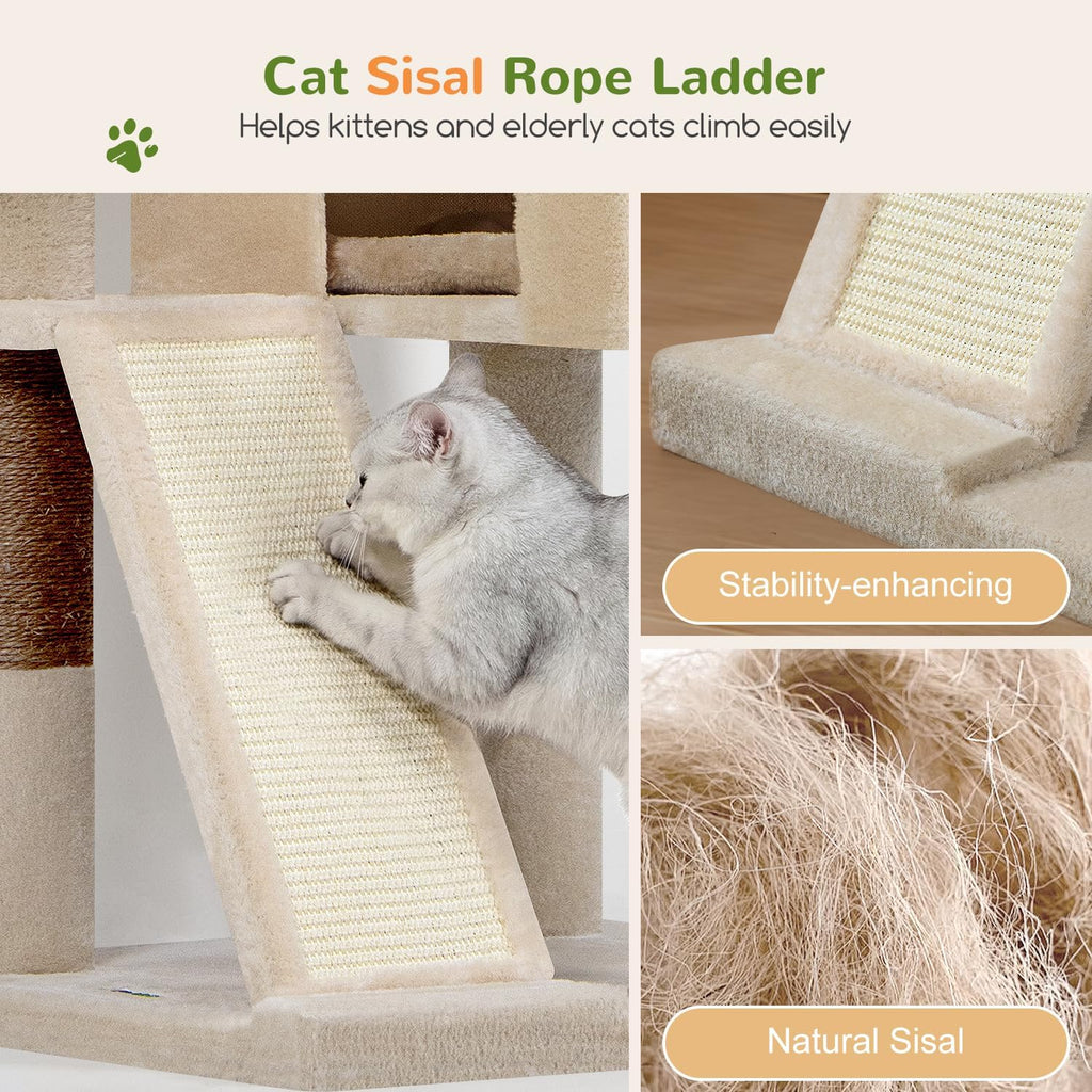 Globlazer Large Cat Tree 72in Tall Cat Climbing Tower, F72G, Beige