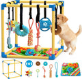 Puppy Play Gym & 8 Toys (Blue,19.6″ x 19.6″ x 19.6″‌) with Snuffle Mat