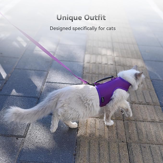 Cat Harness and Leash for Walking Escape Proof Breathable Mesh Fabric, Extra - Image 7