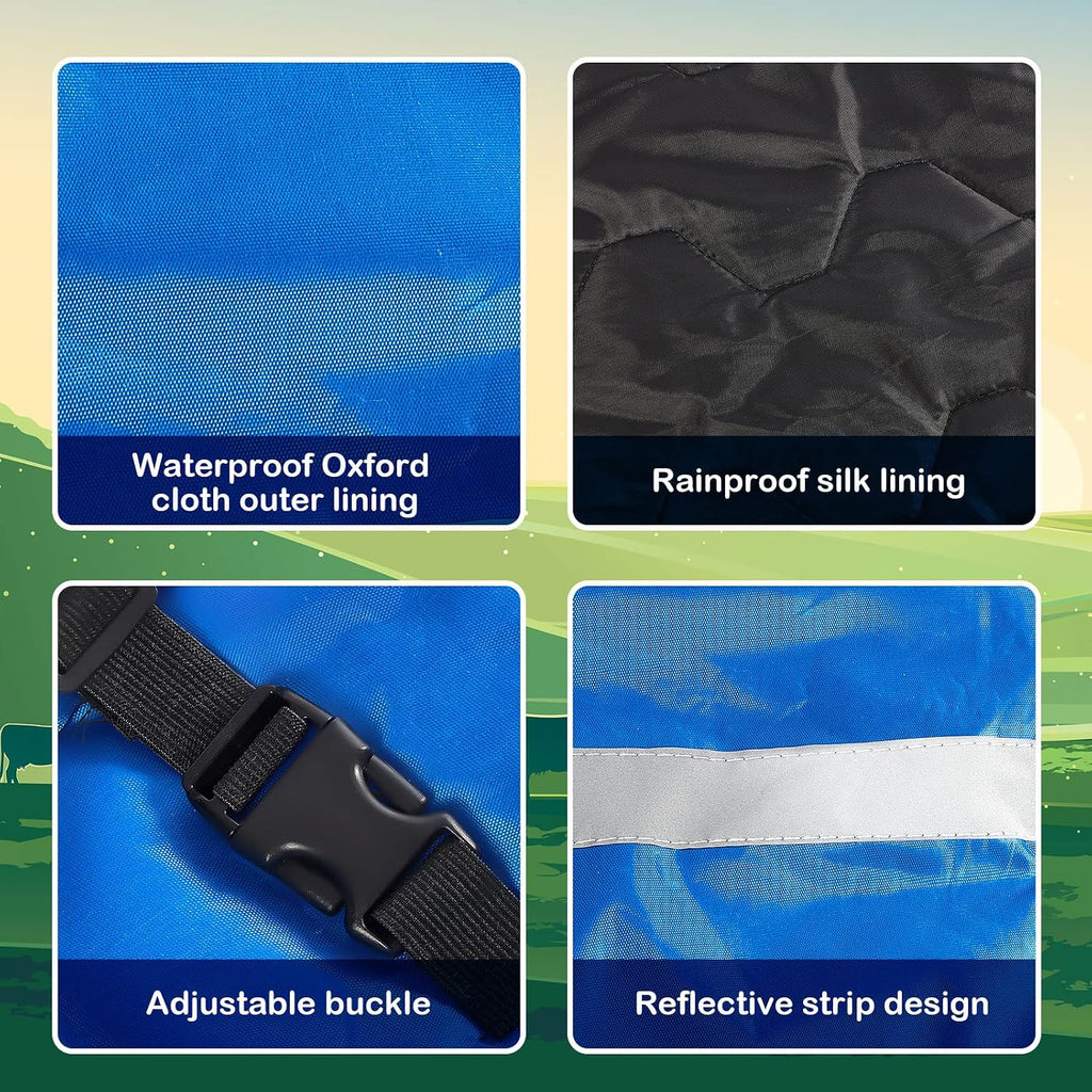 4 Pcs Calf Blanket Coat Jacket Waterproof Windproof Warm, Blue