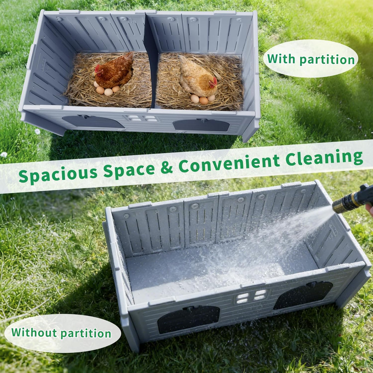 Nesting Boxes for Chickens, Plastic Chicken Nesting Box with Door Or Ramp