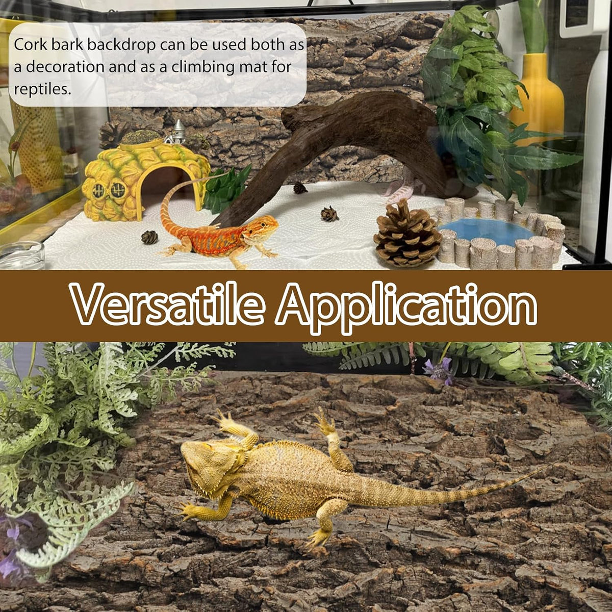 Reptile Cork Bark Substrate Natural Cork Bark Bits for Bearded Dragon