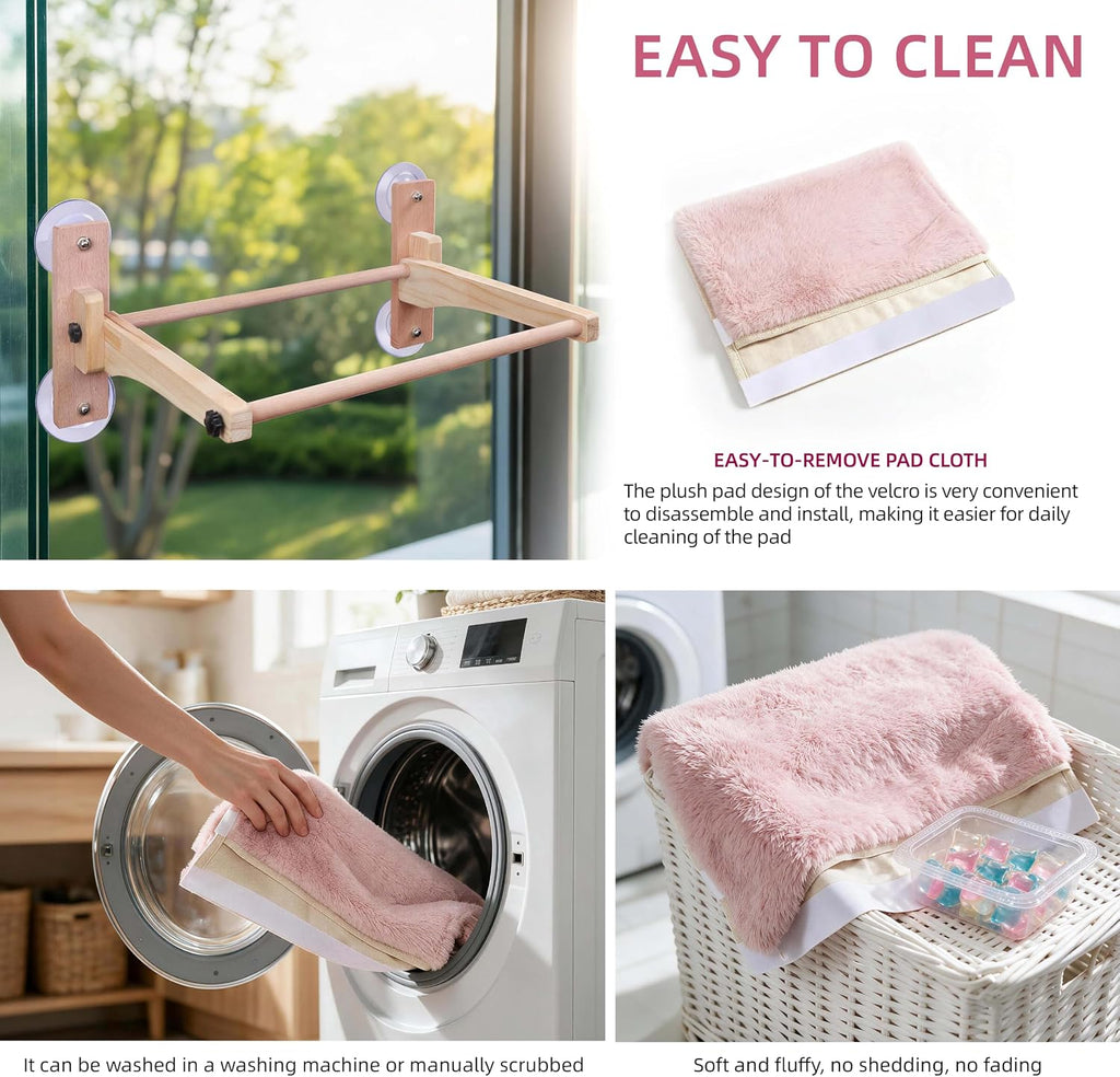 ESPETS Cat Window Perch in Pink - Kittens Napping Bed with Suction Cups