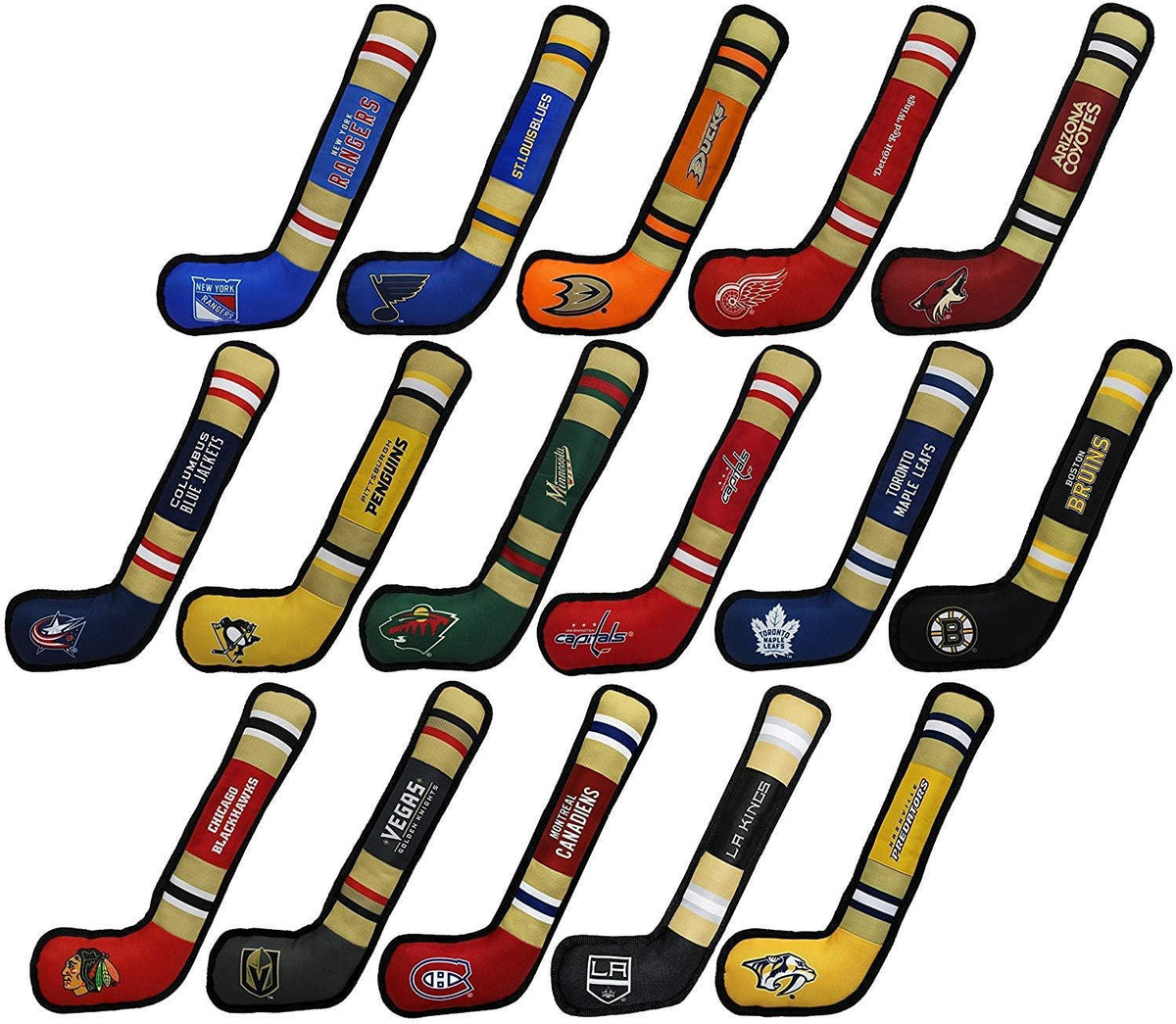 Pets First Dog Toy Tough Nylon with Inner Squeaker Licensed by NHL Boston Bruins Hockey Stick Toy for Dogs & Cats. Play Hockey with Your Pet with This Licensed Dog Tough Toy