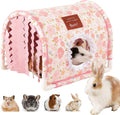 Guinea Pig Hideout Tunnel - Stable Washable Small Animal Tunnel Hide with Curtains,Guinea Pig Accessories for Hamster/Chinchilla/Dwarf Rabbit/Ferret (Pink, Large)