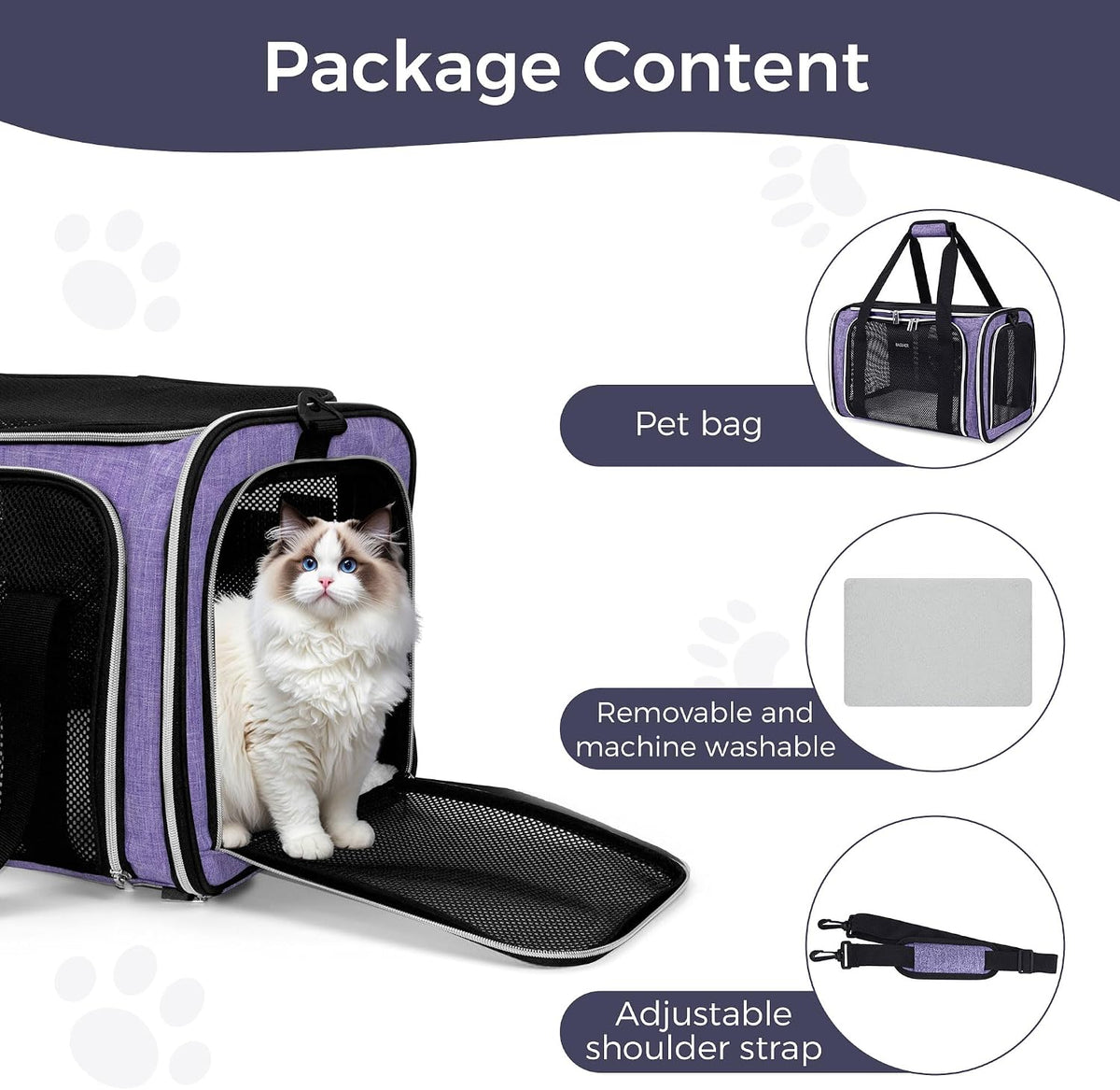 Soft Pet Carrier for Cats & Small Dogs, Airline Approved, 18 lbs, Purple