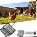EXPAWLORER Large Chicken Poop Scooper, Adjustable Pet Coop Rake with Stainless Steel Long Handle, Heavy Duty Litter Sifting Sand Sifter Shovel Cleaning Tool Cat Chicken Coop Accessories (22"-68")