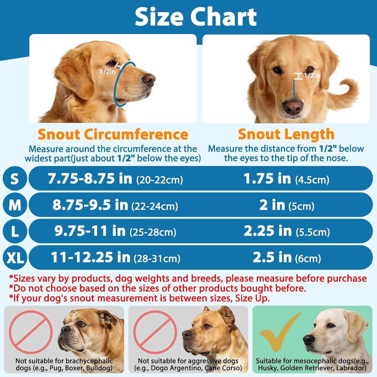LUCKYPAW Soft Dog Muzzle for Large Sized Dogs to Prevent Biting Chewing