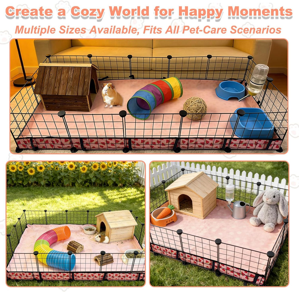 Waterproof Guinea Pig Cage Liners, Washable & Reusable Small Animal Cage Mat, for Rabbit, Hamster, Chinchilla, Hedgehog (Watermelon),C&C 24x48 inches