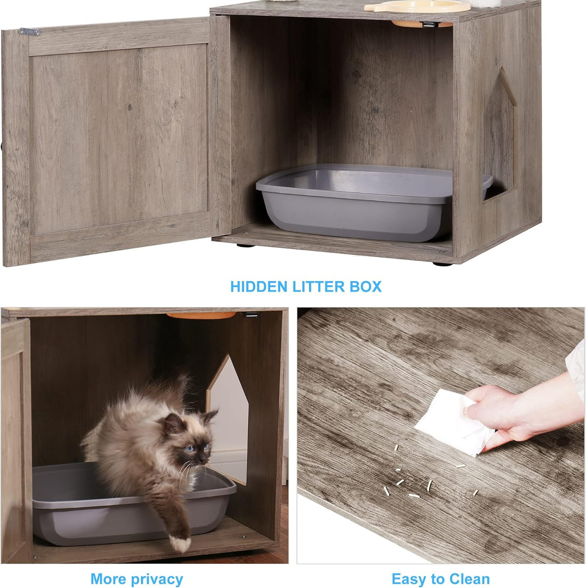 Hey-brother Cat Tree Tower, Litter Box Enclosure, Food Station, MPJ100SG
