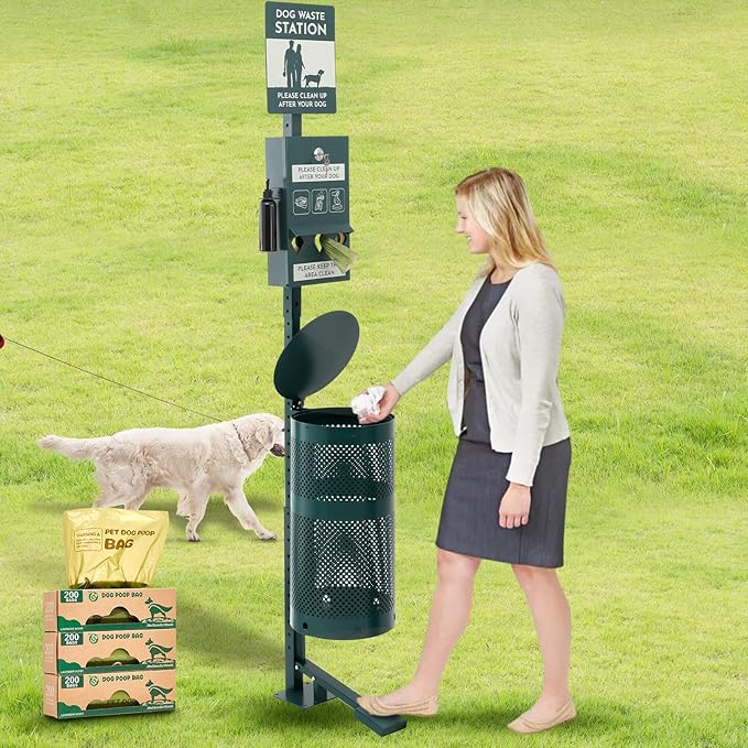 Qinyoung Pet Waste Station, Includes 600 Roll Bags, Dog Waste Station by Qinyoung