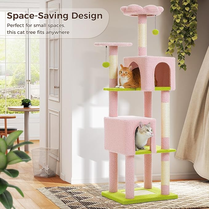 Flower Cat Tree, 62-Inch Tall Multi-Level Cat Tower - Image 5