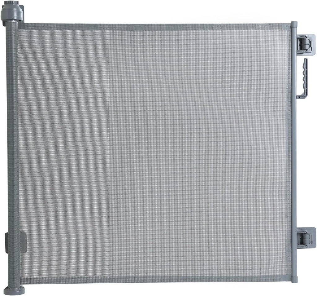 Retractable Pet Gate 34x55in, No-Drill Mesh Dog Cat Barrier, Aluminum Edge