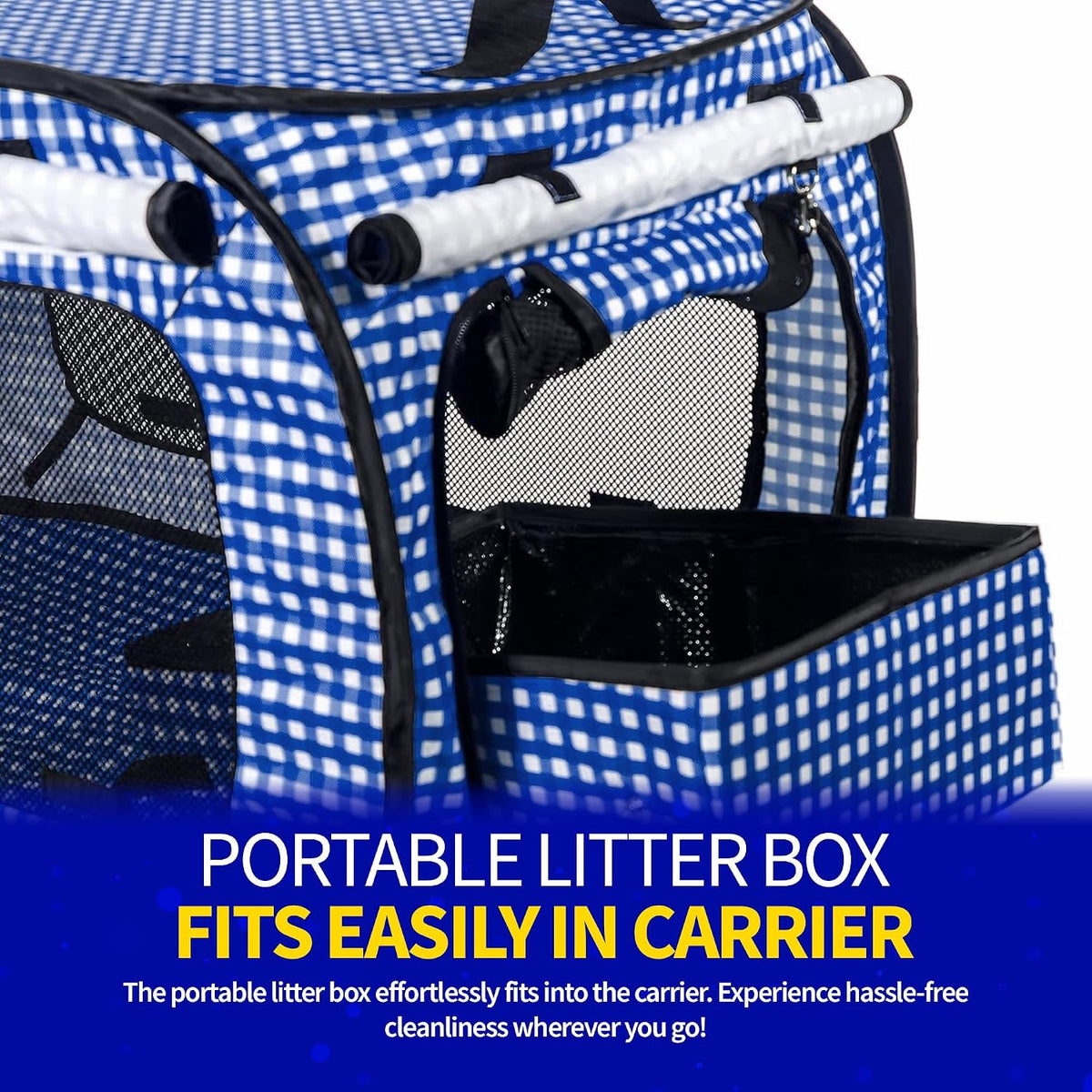 Extra Large Cat Carrier for Travel - Blue Checkers