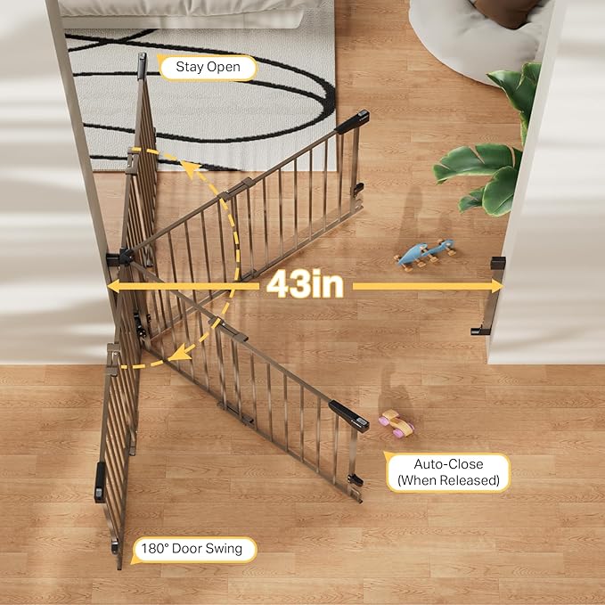Cumbor 29.2–43" Baby Gate for Stairs, Wall-Mounted, Expandable No Bottom Bar - Image 6