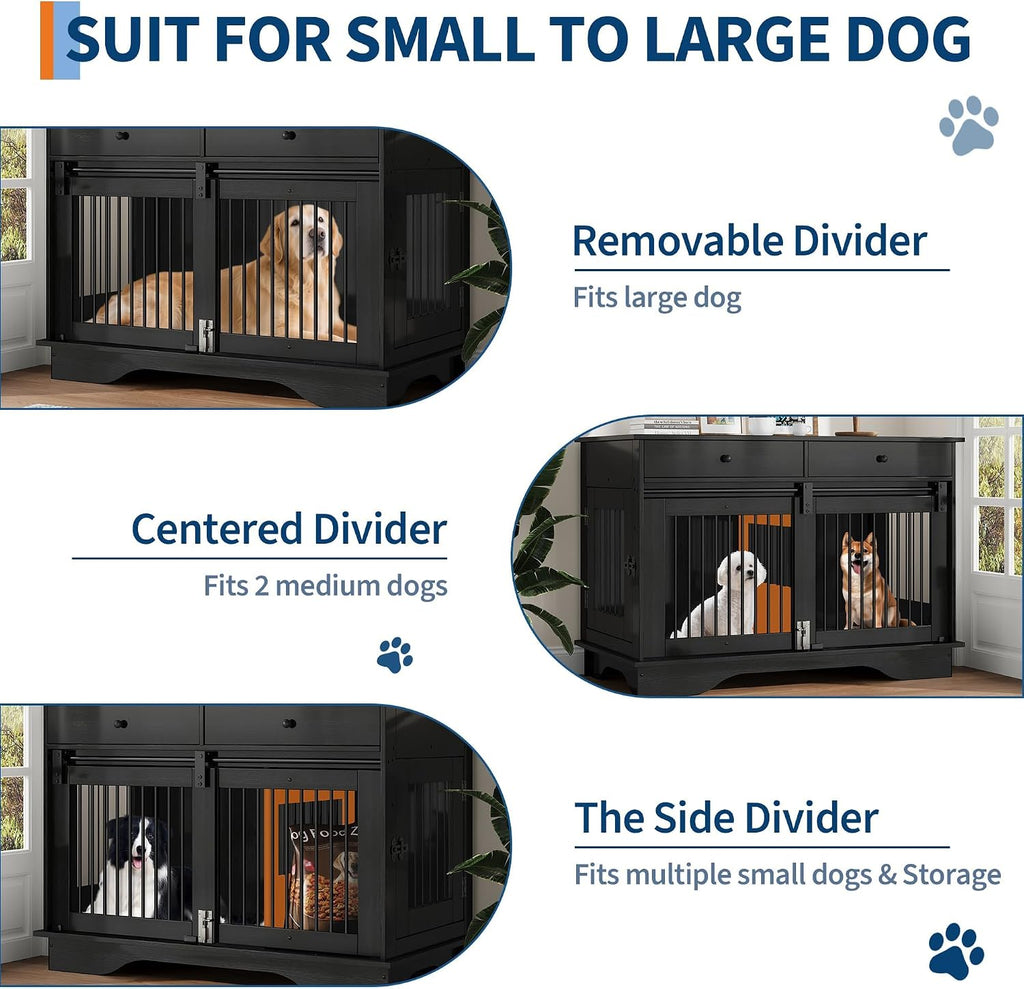 Garvee 47" Large Dog Crate Furniture, Wooden Dog Kennel End Table