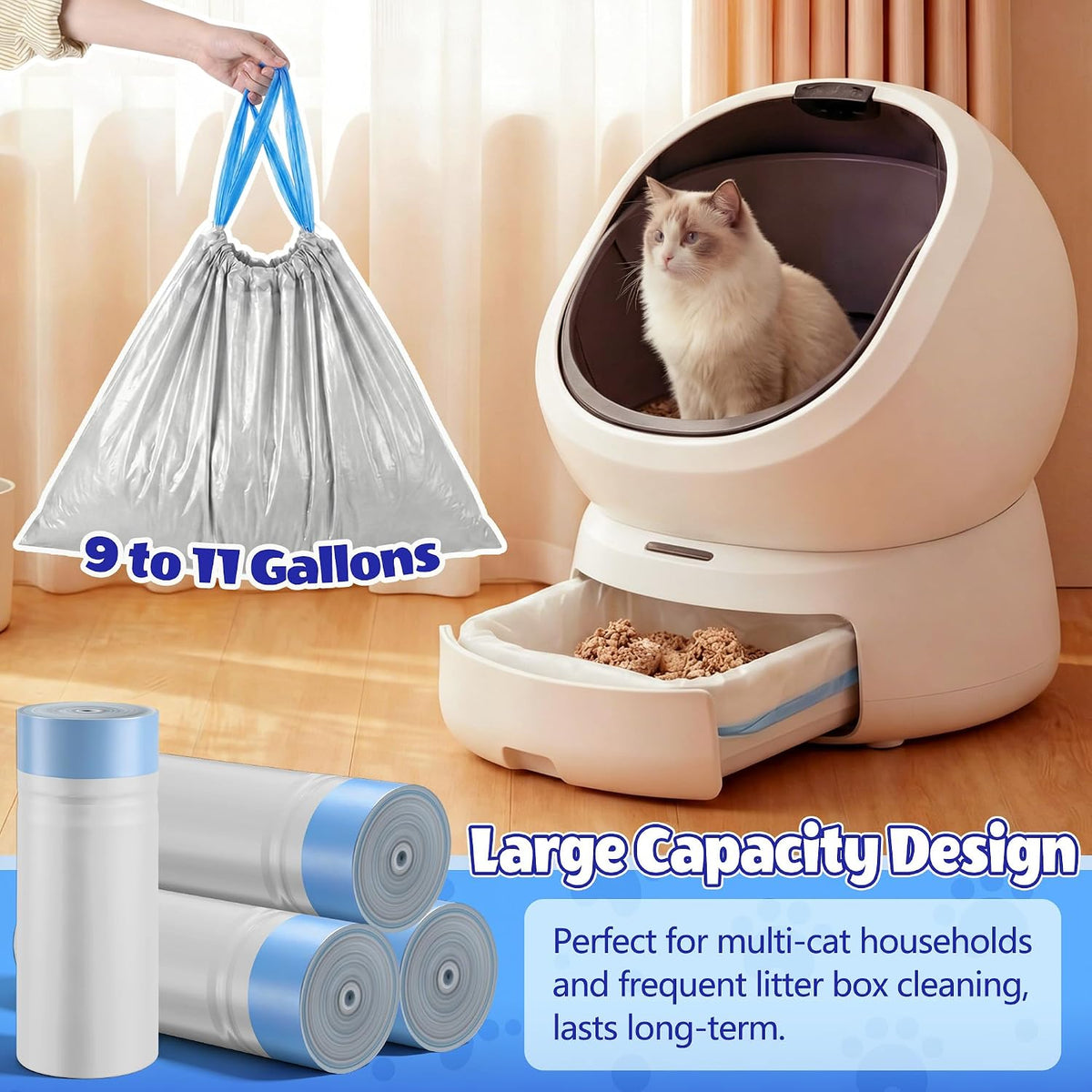 80 Pcs Litter Box Liners Compatible with Petllbro Luma Automatic, 4 Rolls