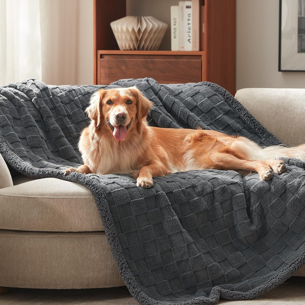 GASUR Waterproof Dog Blankets for Medium Small Dogs, Dog Blanket for Couch Bed, Fleece Pet Blanket for Furniture Sofa Protector, Soft Pet Throw Blankets for Crate Car Outdoor, Washable, 30"x40",Grey
