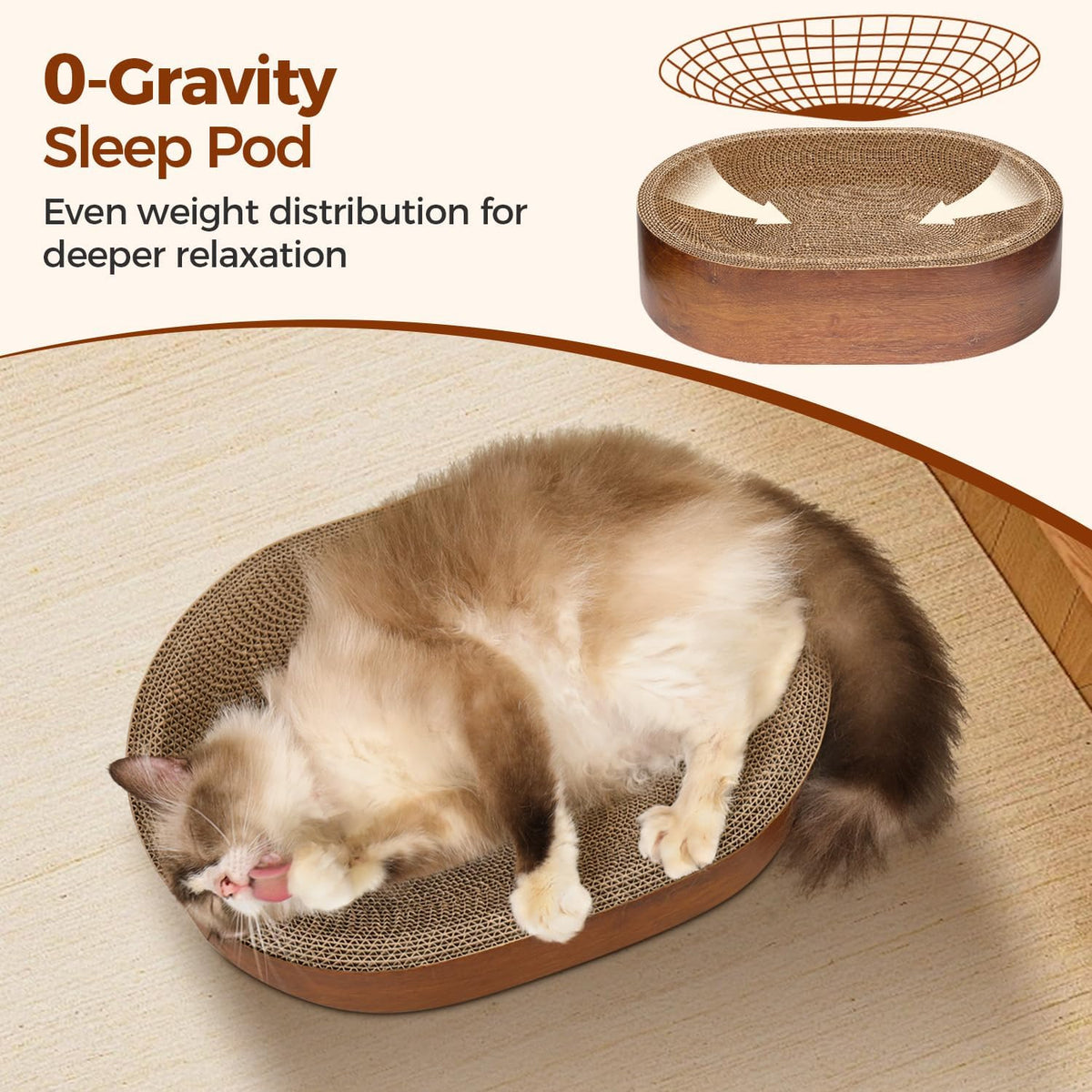 ComSaf Cat Scratcher Bed, Oval Cardboard Scratch Pad Bowl for Indoor Cats