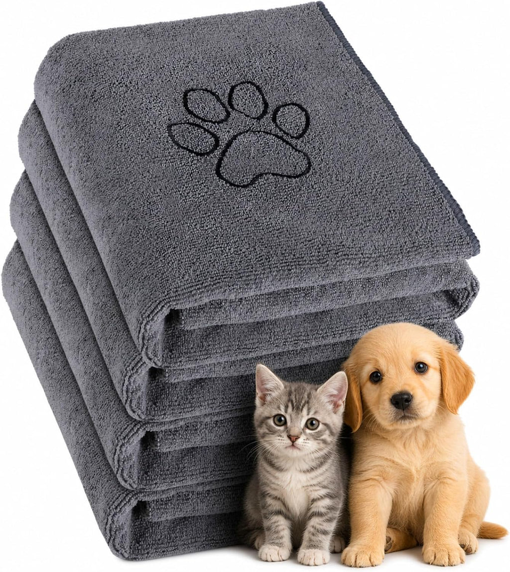 4 Pcs Dog Towels for Drying, 16 x 32 Inch, Gray