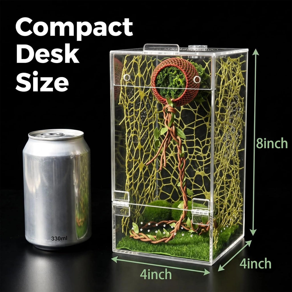 SIHPTO 4x4x8 Inch Pre-Assembled Jumping Spider Enclosure Kit