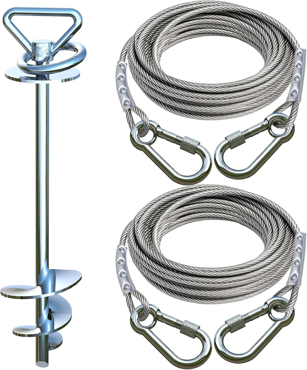 Dog Tie Out Cable and Stake for Camping,with 2x20FT Heavy Duty Cables(up to 200lbs),360°Swivel Dog Run Anchor- No Tangle,Dog Runner for Yard -Ideal for Outdoor Camping