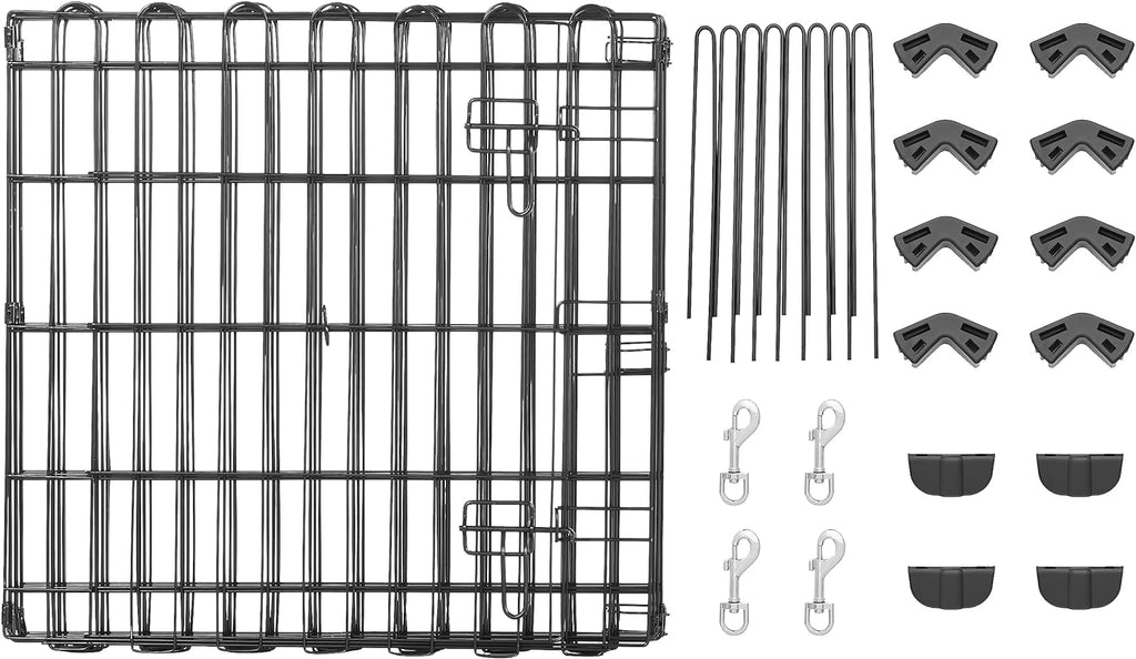 Amazon Basics Foldable Octagonal Metal Exercise Pen for Dogs, Indoor/Outdoor, Single Door, 8 Panels, 24" Height, Extra Small, Easy to Assemble, Black