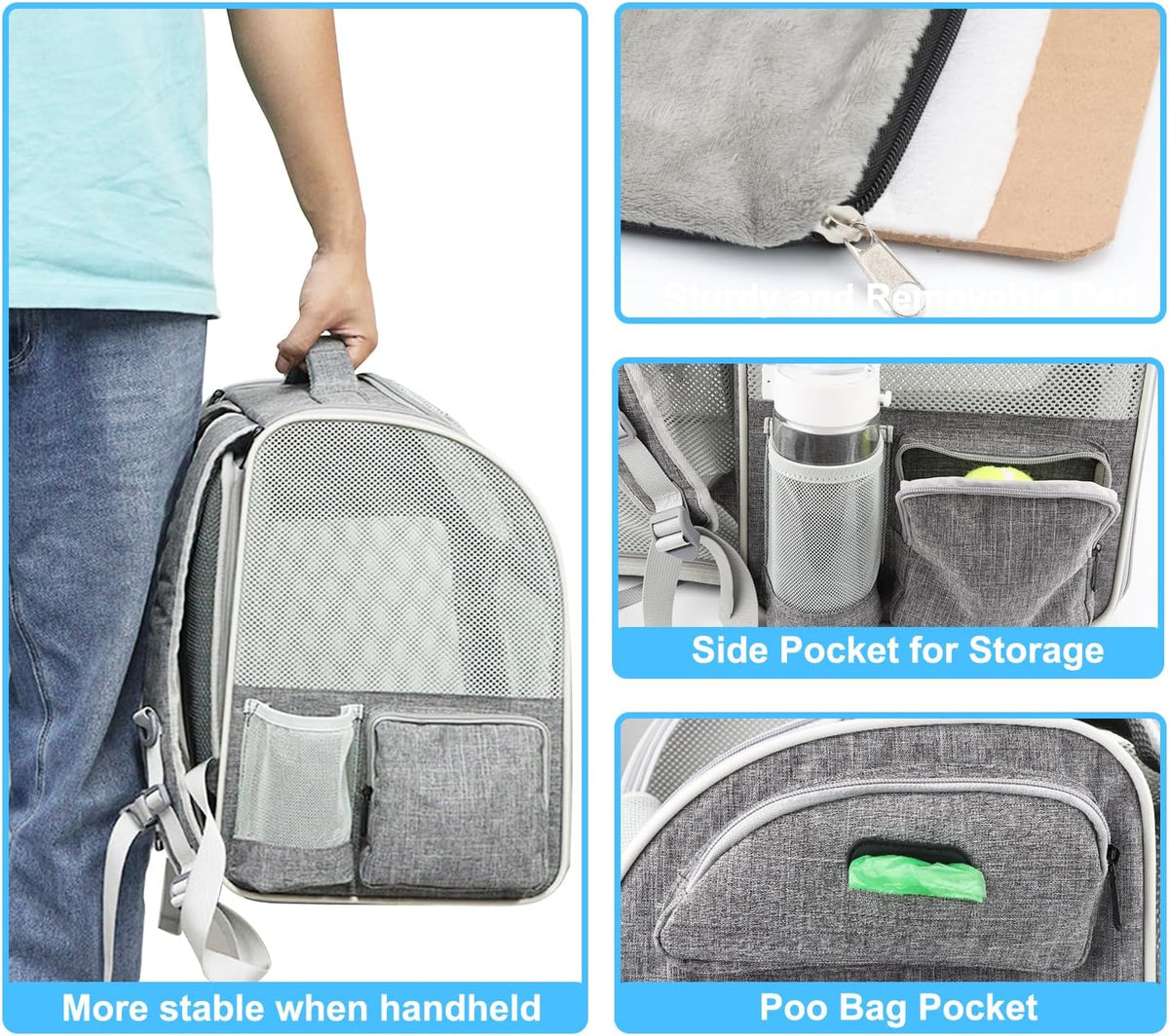 Texsens Cat Backpack Expandable Pet Carrier - Pet Backpack Carrier for Medium Cats and Small Dogs - Great for Travel, Hiking & Outdoor