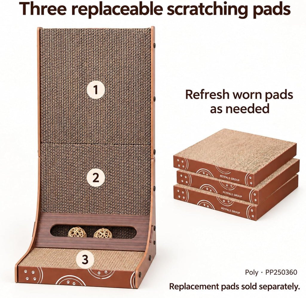 Petpals Corrugate Cardboard Cat Scratching Pad, 24" Double Side L Shaped