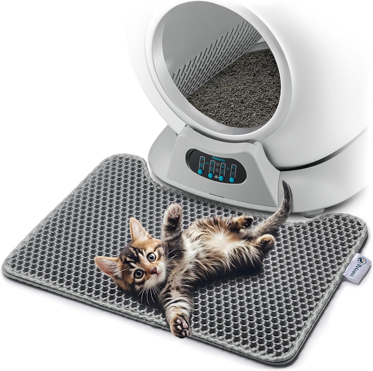 PetCove PurrTek Honeycomb Cat Litter Mat, Silicone Dual-Layer 19.7" x 15.8"