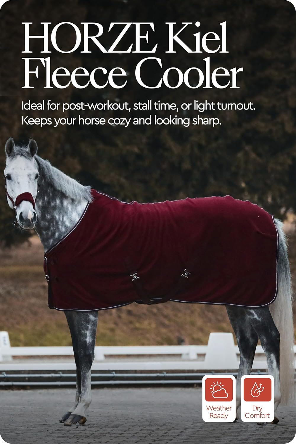 HORZE Kiel Horse Blankets for Real Horses, Fleece Horse Cooler Sheet