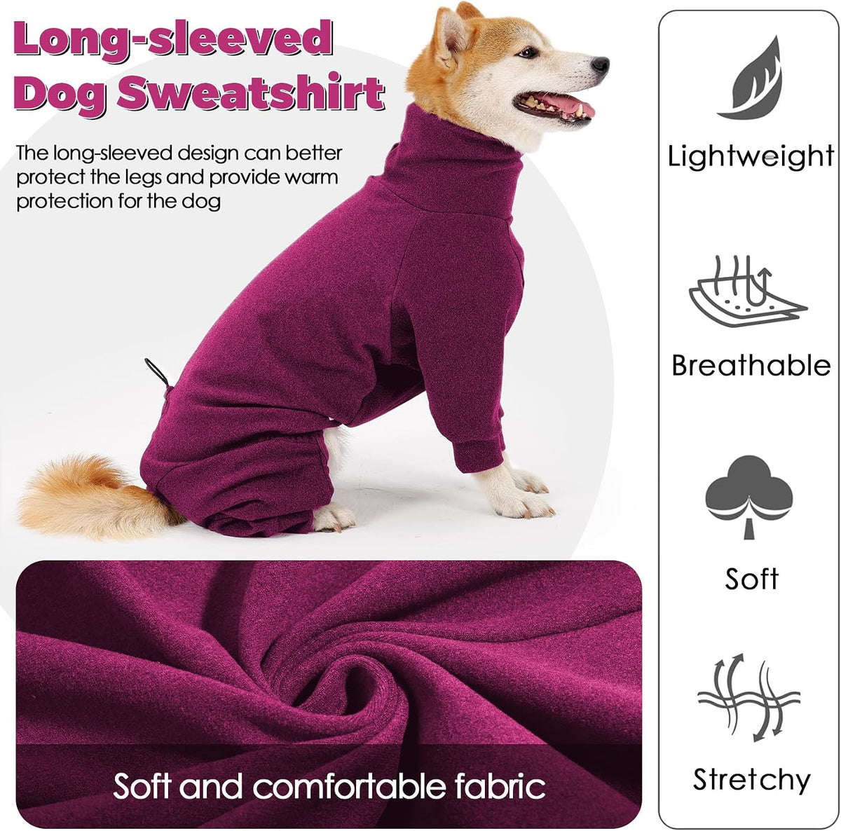 Dotoner Pullover Dog Sweater with Leash Hole - High Collar Cold Weather Vest for Large Dogs - Indoor & Outdoor Use