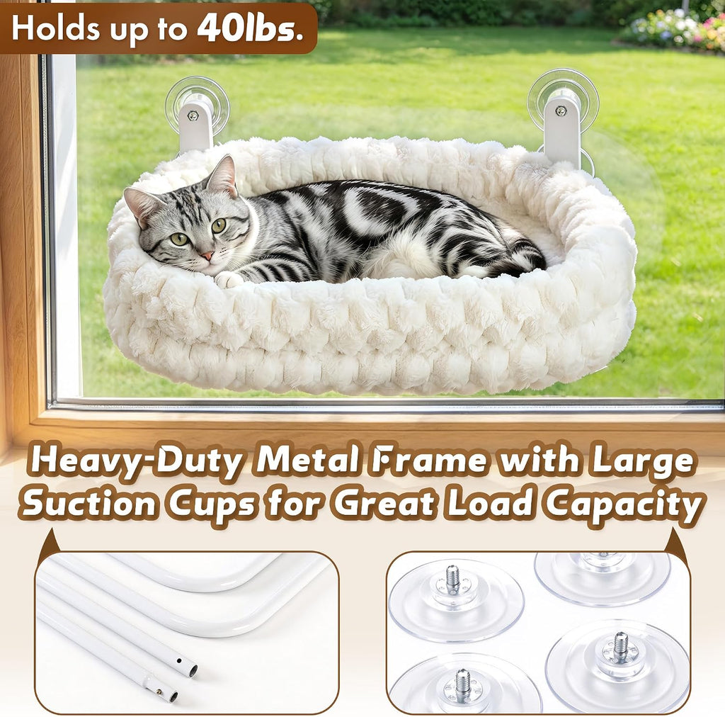 Zoratoo Dual-Sided Bolster Cat Window Perch, Foldable Cloud Cat Bed,M White