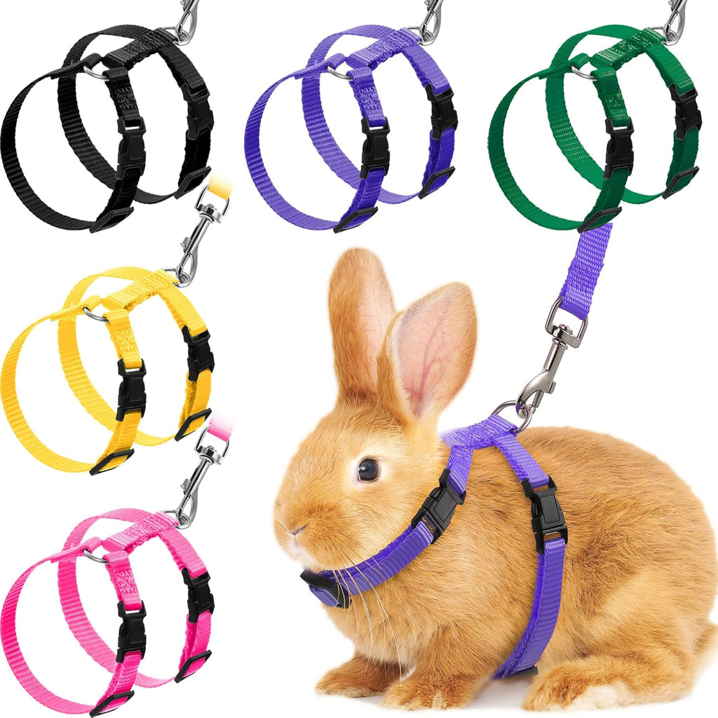 Outus 5 Pieces Adjustable Rabbit Harness and Leash Set, Fresh Color