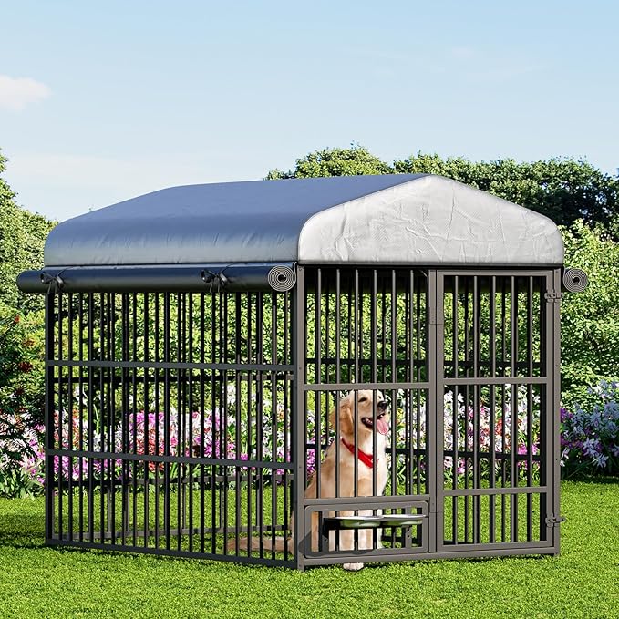 HOOBRO Outdoor Dog Kennel with Cover, 6.6 x 3.9 x 5.9 ft Dog Kennel Outside by HOOBRO