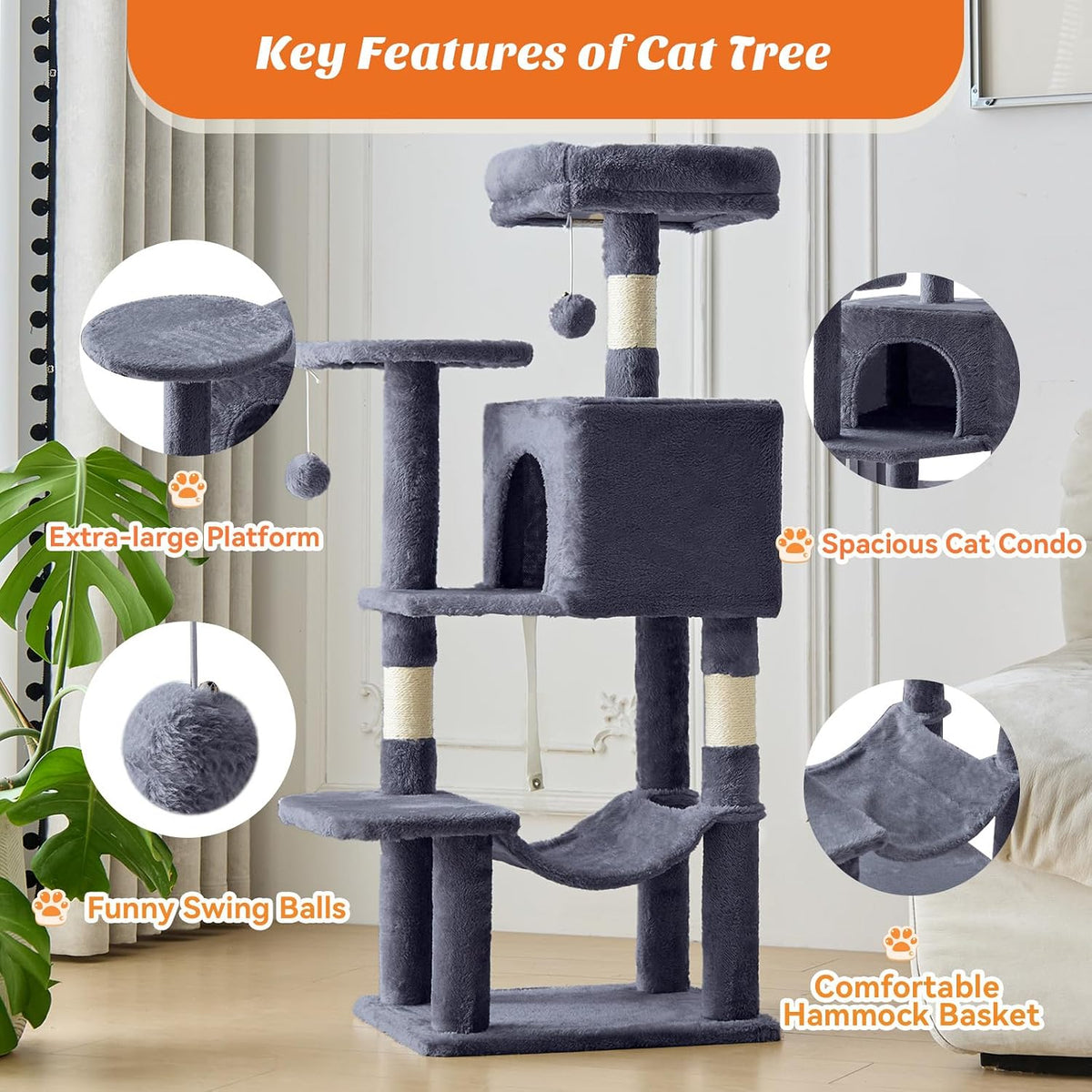 44 Inch Small Cat Tree Tower for Indoor Cats and Kittens