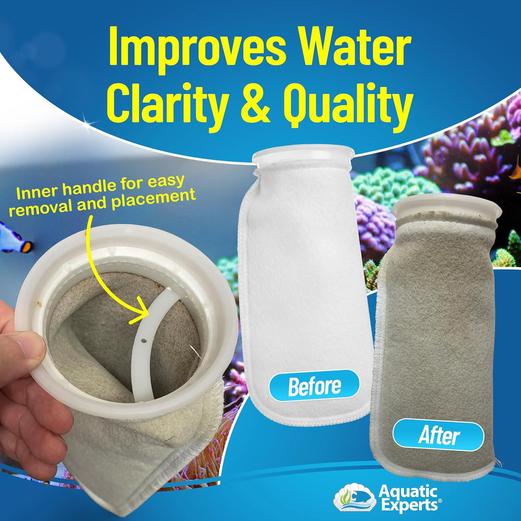 Aquatic Experts Felt Filter Socks – 4 Inch Ring Style, 200 Micron Aquarium Filter Sock for Sumps & Aquariums (4" x 14", 2 Pack)